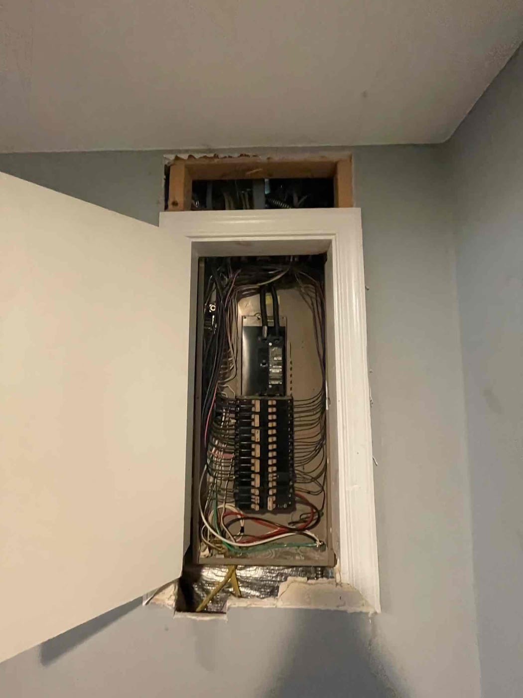 Drywall before repair