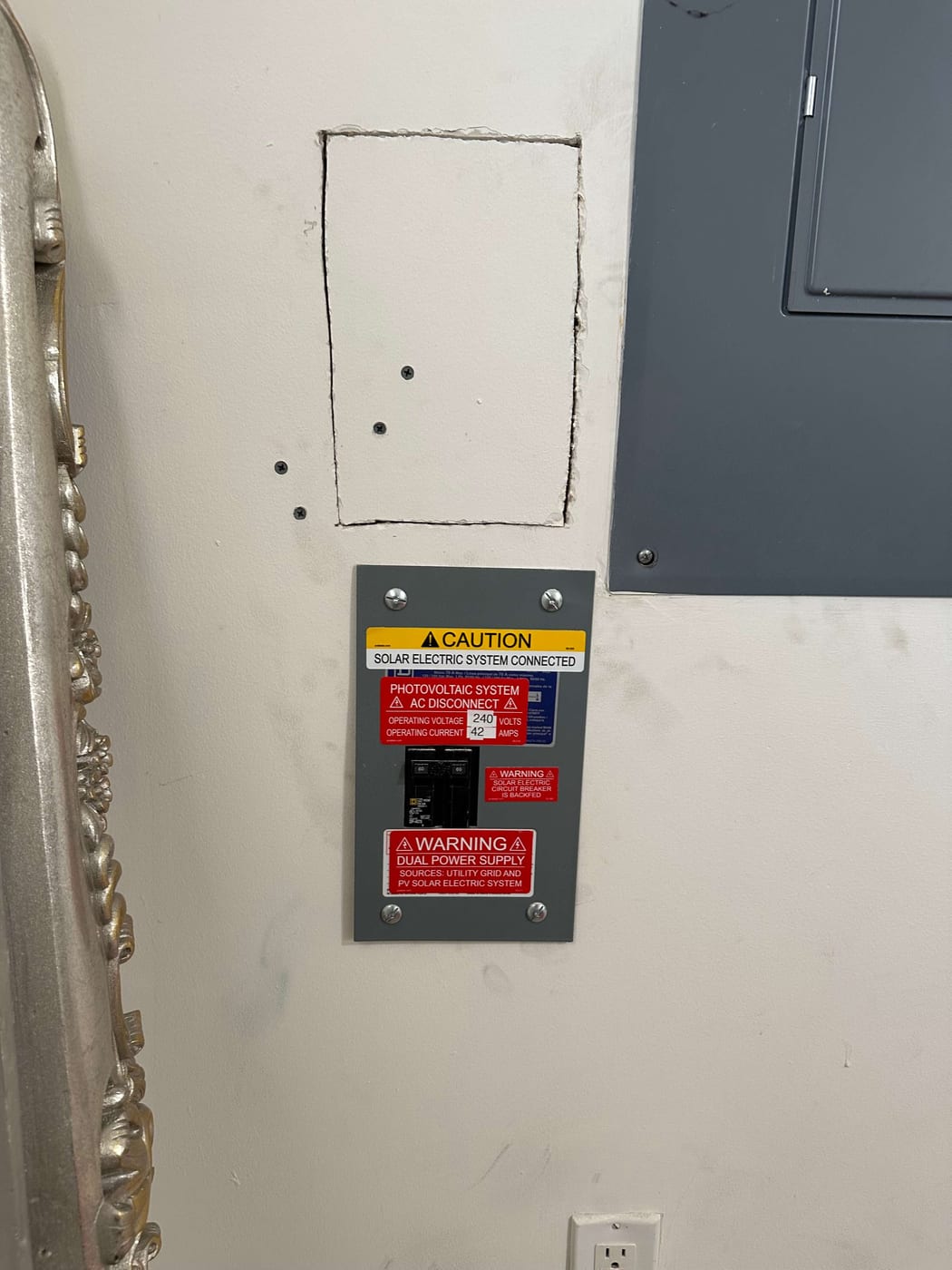 Drywall before repair