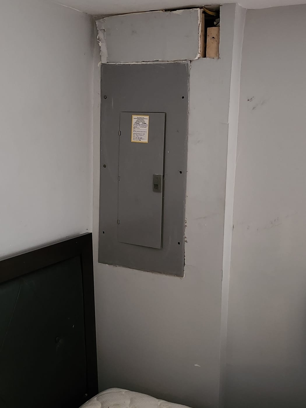 Drywall before repair