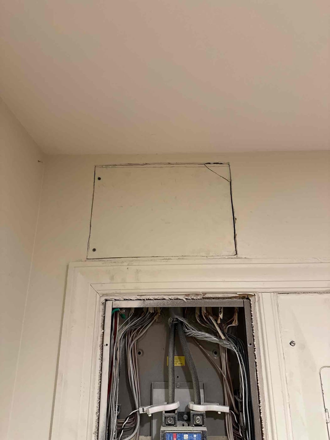 Drywall before repair