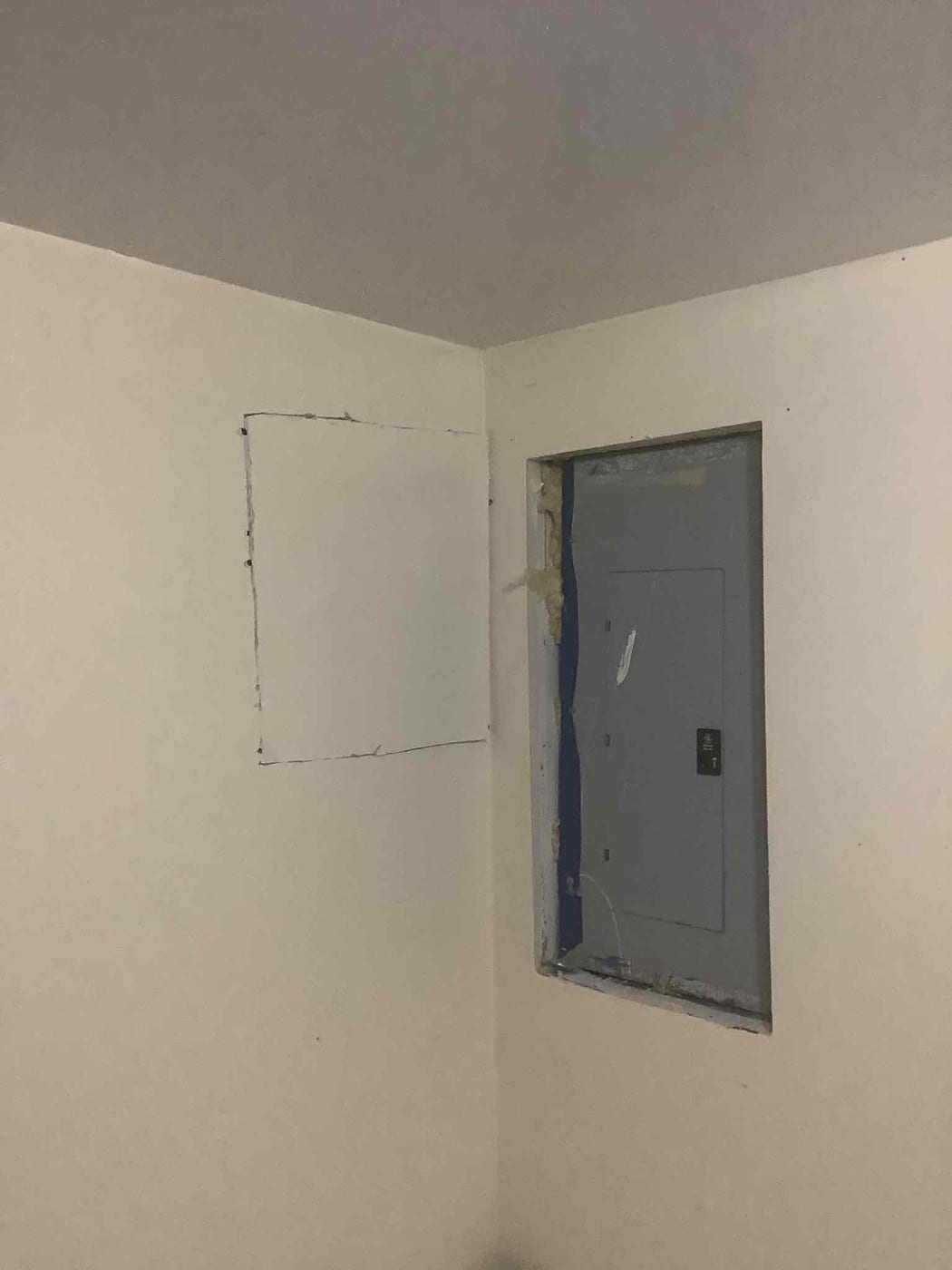 Drywall before repair