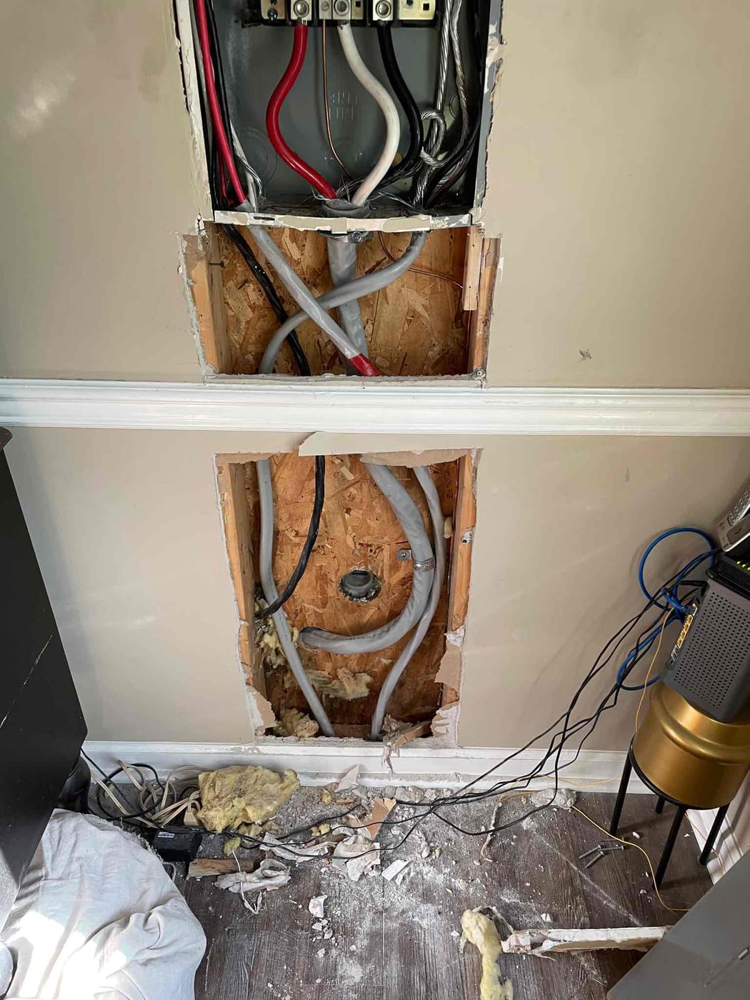 Drywall before repair