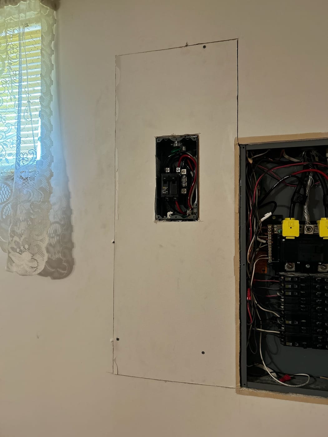 Drywall before repair