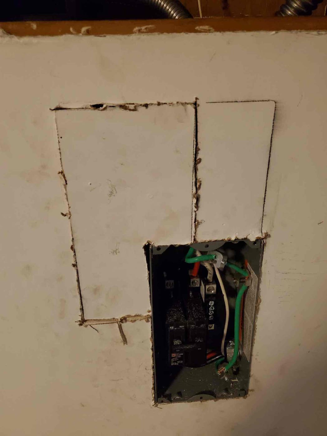 Drywall before repair