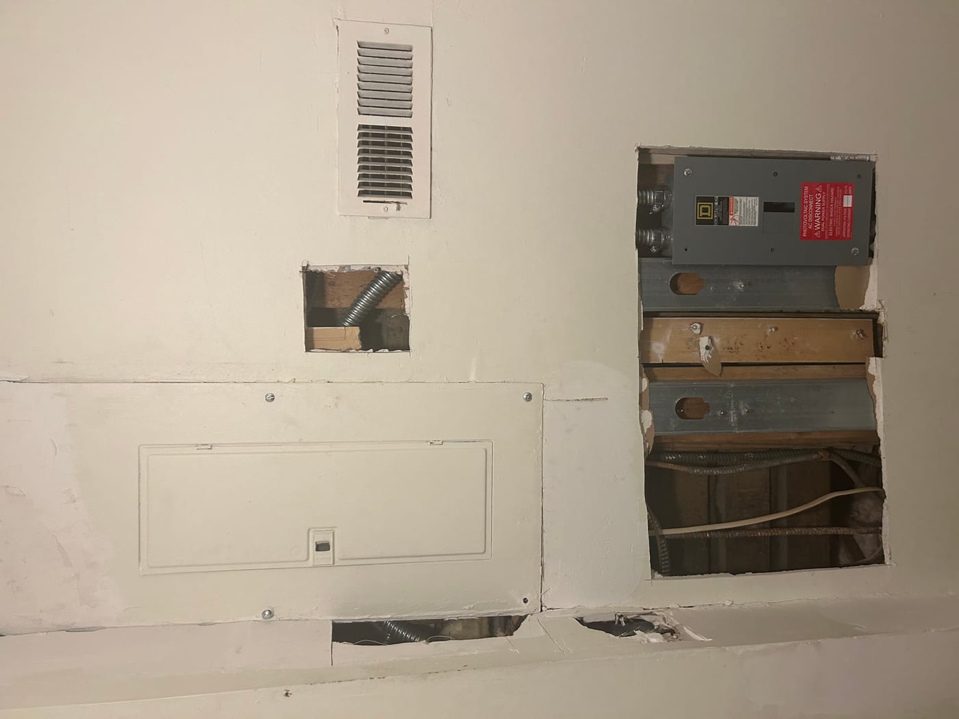 Drywall before repair