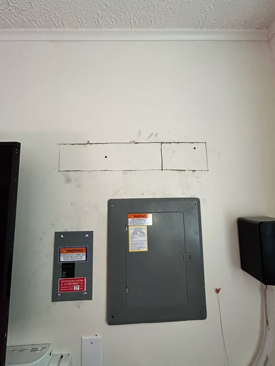 Drywall before repair