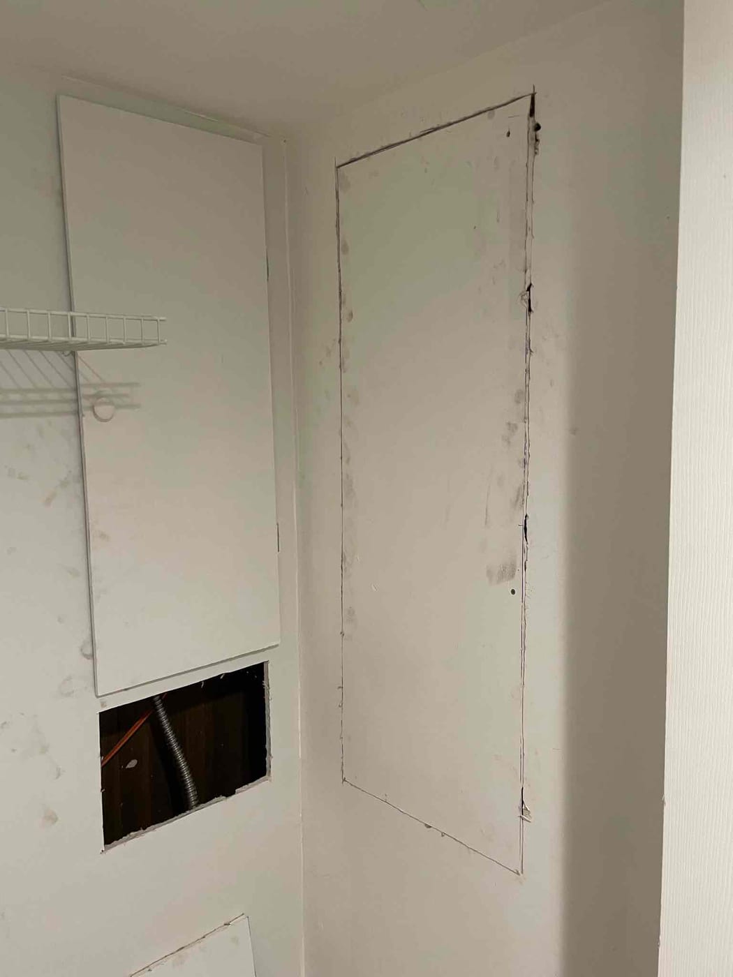 Drywall before repair