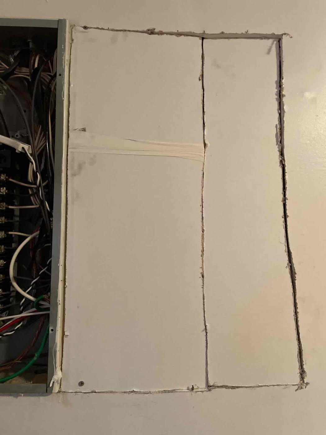 Drywall before repair