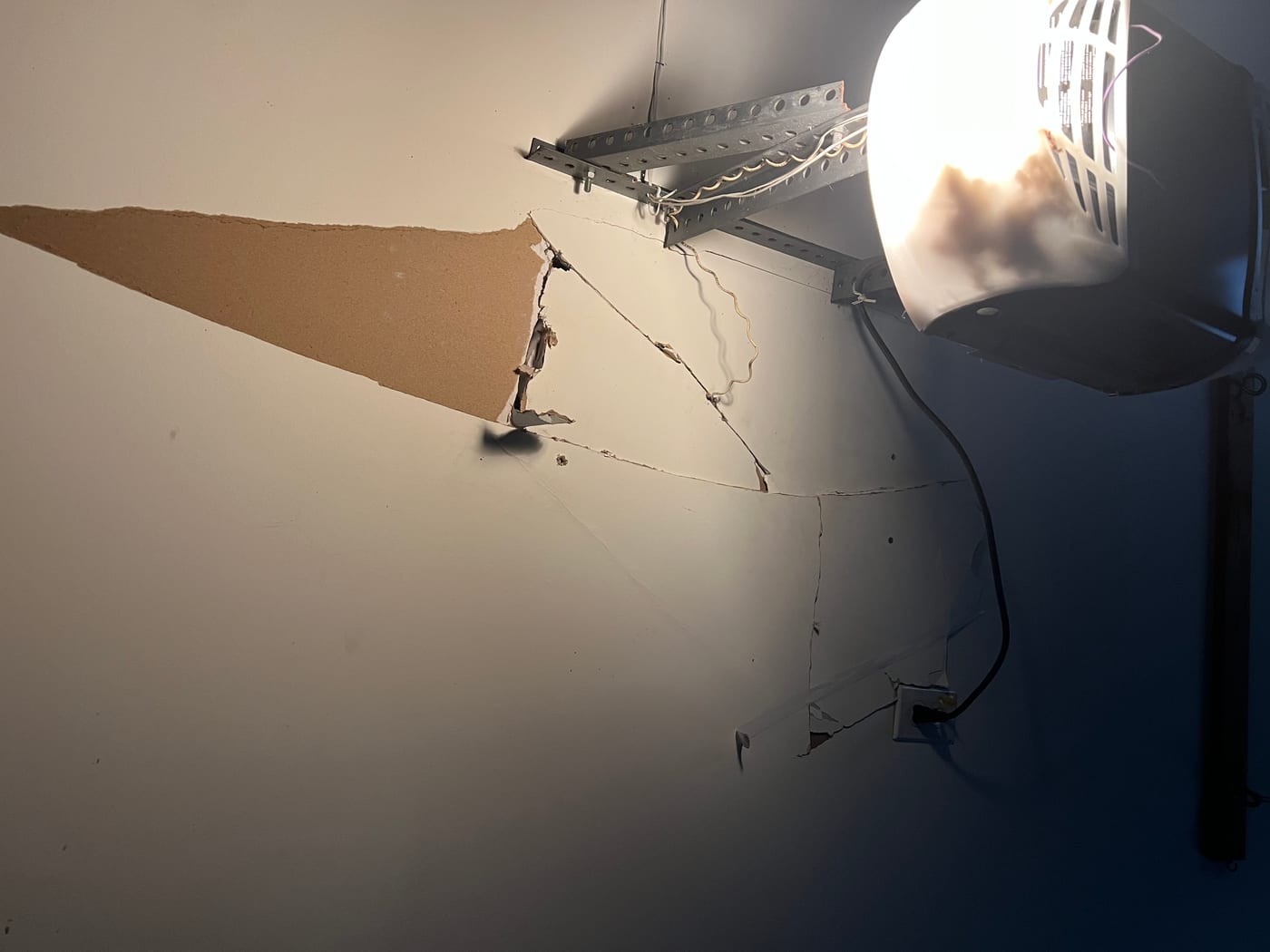 Drywall before repair