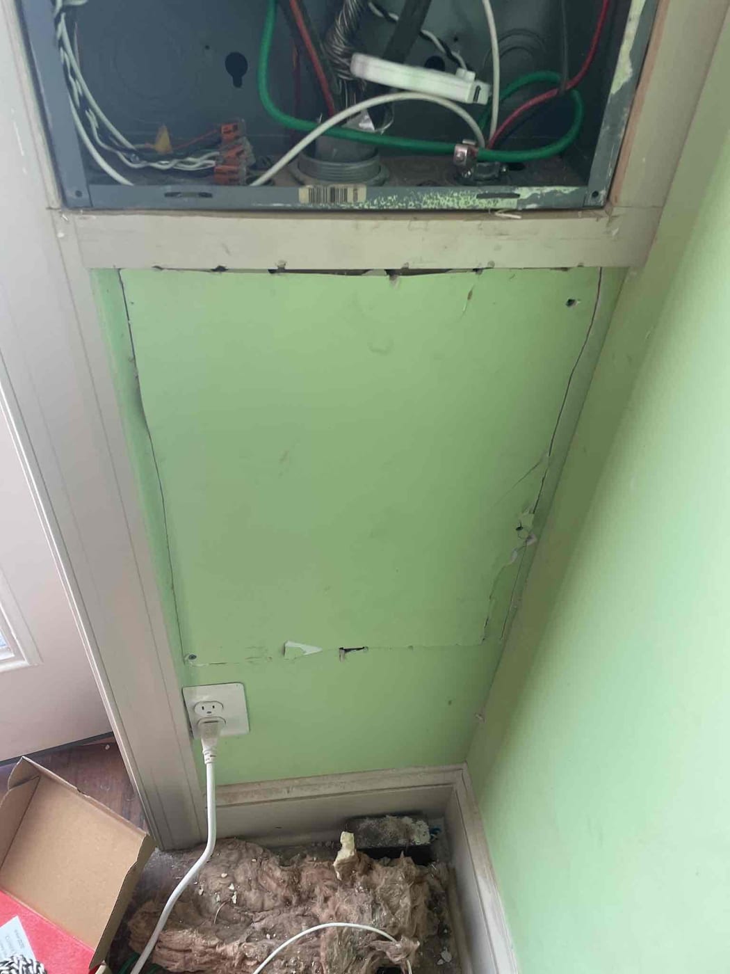 Drywall before repair