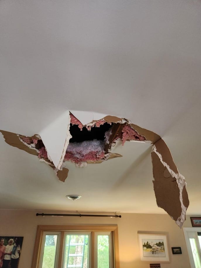 Drywall before repair