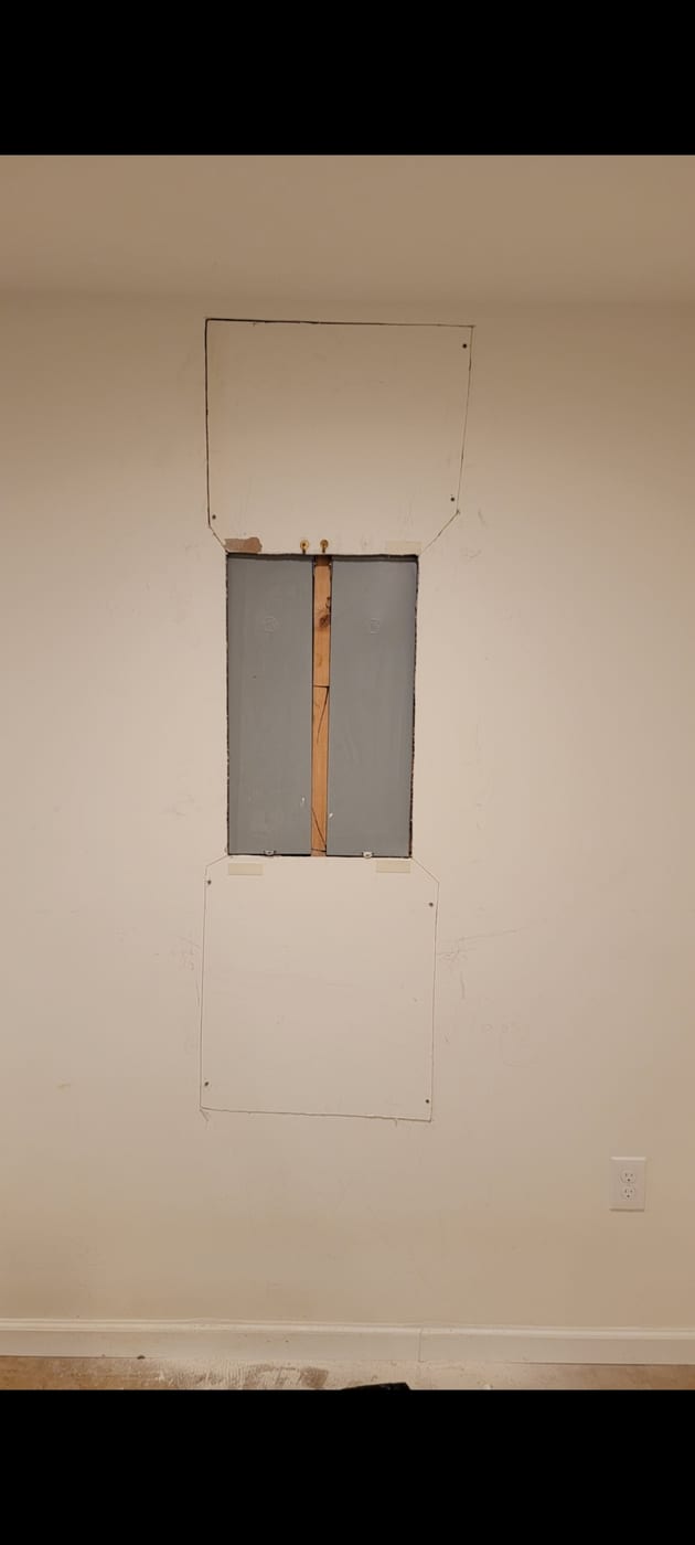 Drywall before repair