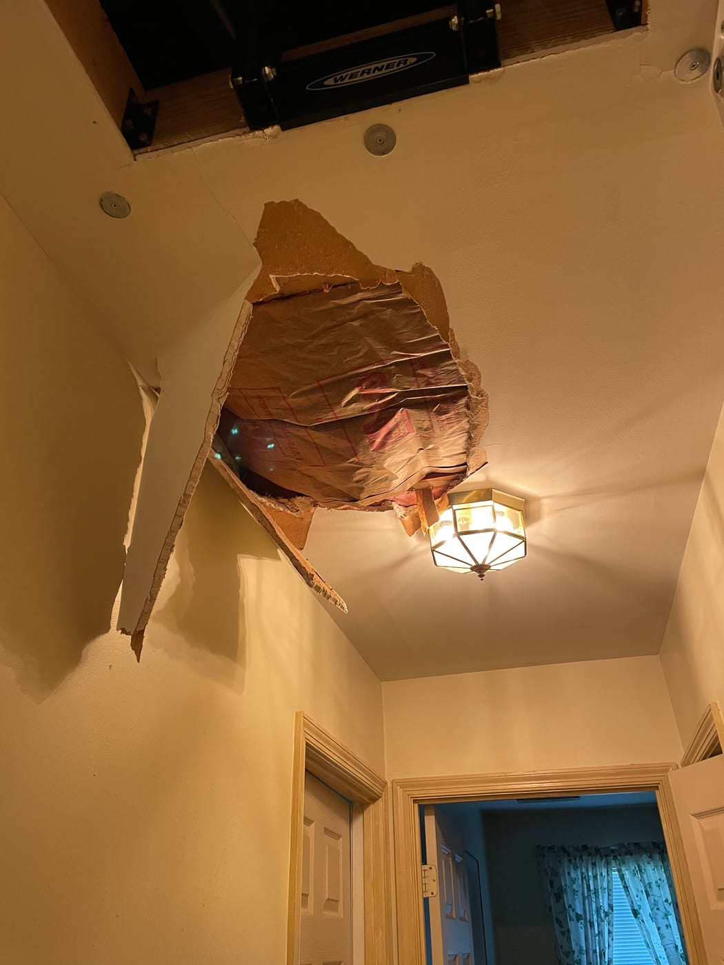 Drywall before repair