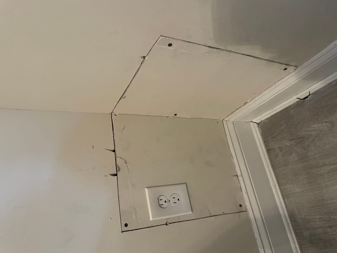 Drywall before repair