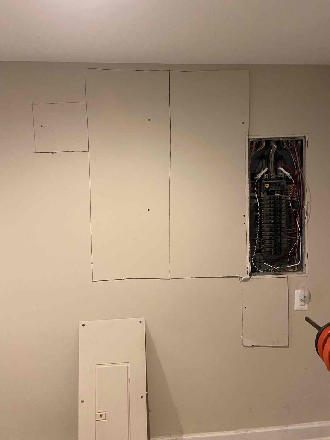 Drywall before repair