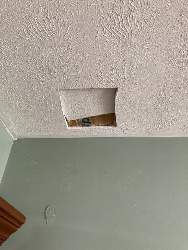 Drywall before repair