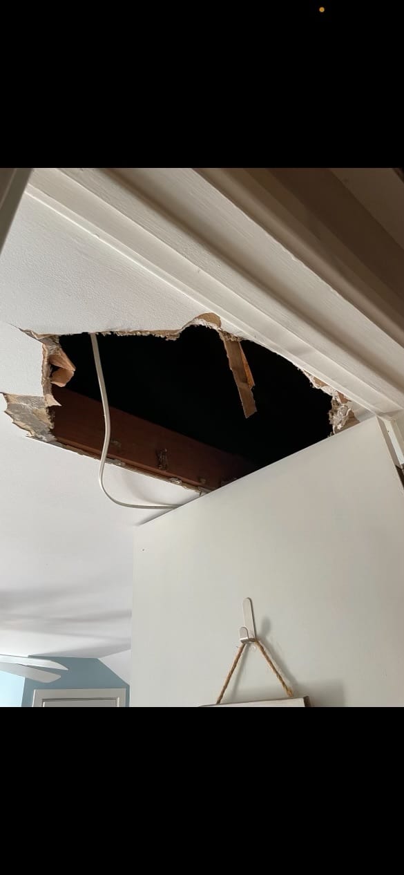 Drywall before repair