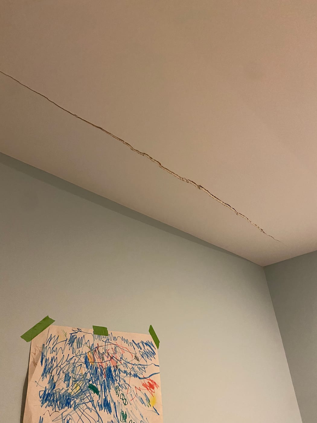 Drywall before repair