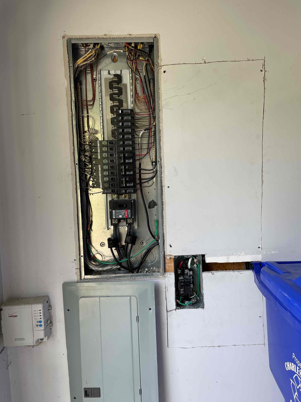 Drywall before repair